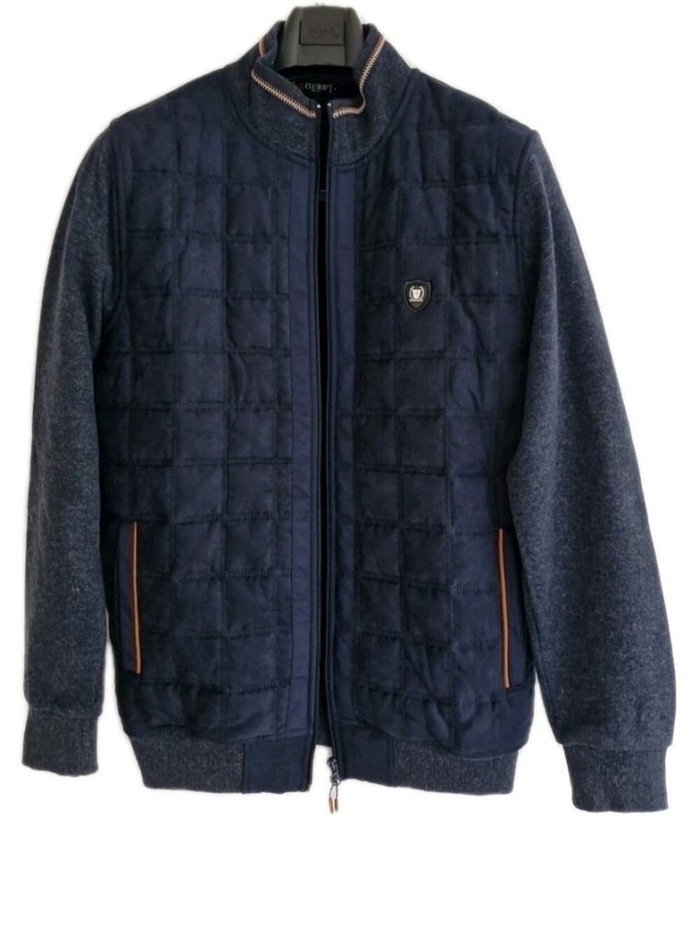 Club JU Paris Jacket Navy Cotton Blend Light Quilted Autumn Zip Size Men Large L